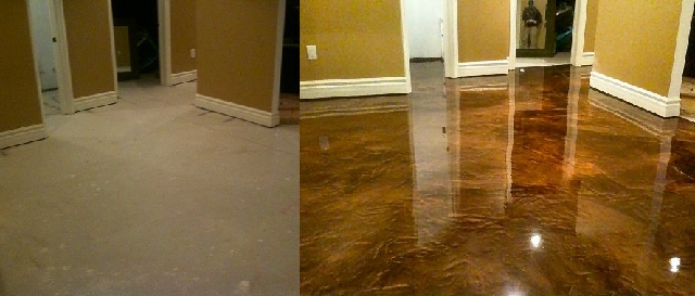 Brighton MI custom seamless elite crete basement flooring before after